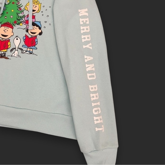 Peanuts Charlie Brown snoopy Christmas singing Merry and Bright Hoodie sweater - Picture 3 of 6